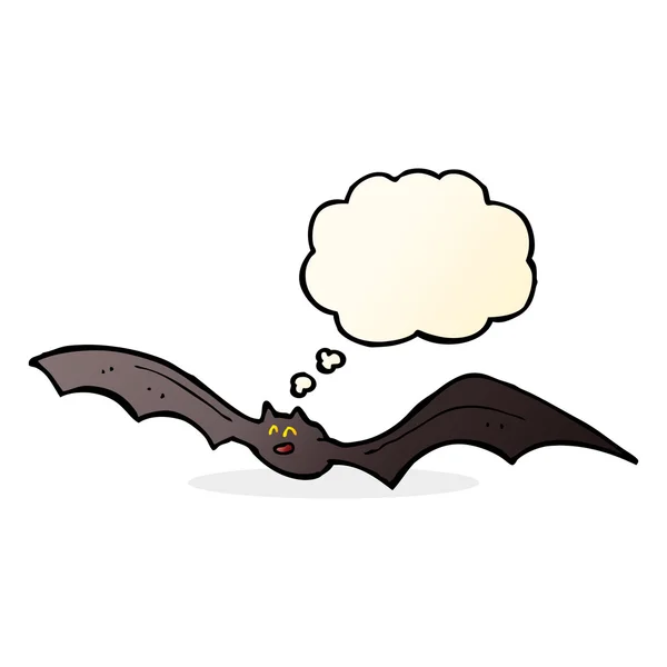 Pipistrello cartone animato con bolla di pensiero — Vettoriale Stock