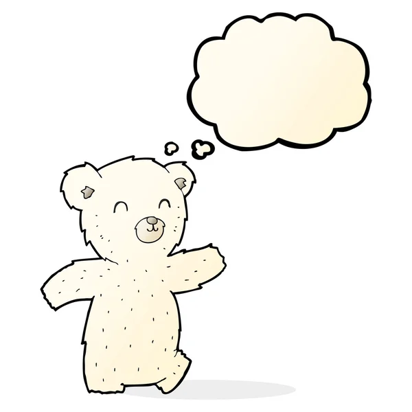 Netter Cartoon-Eisbär mit Gedankenblase — Stockvektor