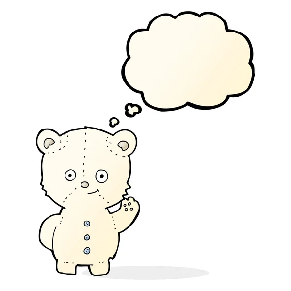 Filhote de urso polar desenhos animados com bolha de pensamento —  Vetores de Stock