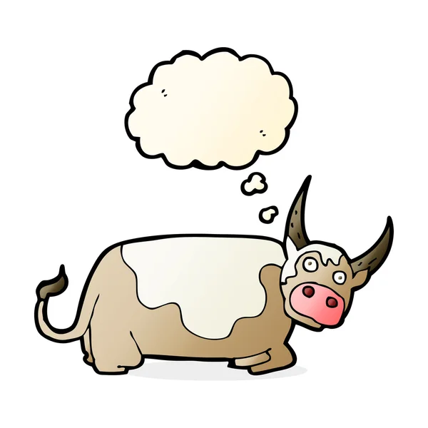 Cartoon stier met gedachte zeepbel — Stockvector