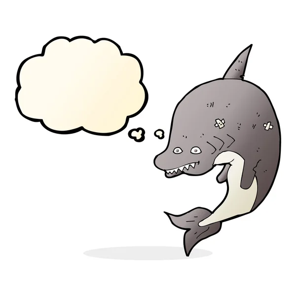思考バブルと漫画のサメ — ストックベクタ
