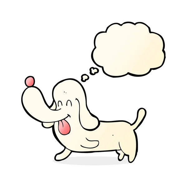 Kartun anjing bahagia dengan pikiran gelembung - Stok Vektor