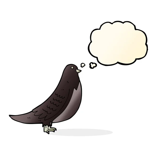 Tekenfilm vogel met gedachte zeepbel — Stockvector