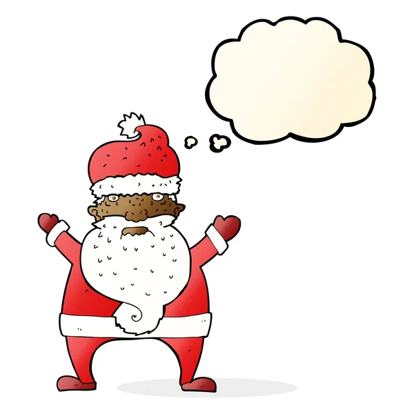 Cartoon ugly santa claus with thought bubble — Stock Vector