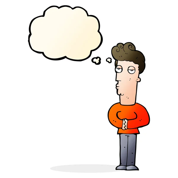 Cartoon arrogant man with thought bubble — Stock Vector