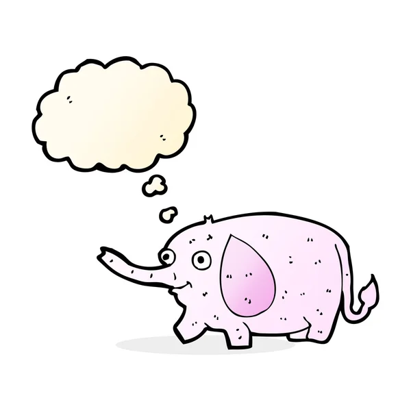 Cartoon funny little elephant with thought bubble — Stock Vector