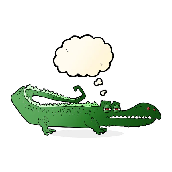 Crocodile dessin animé avec bulle de pensée — Image vectorielle