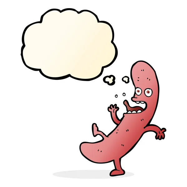 Cartoon sausage with thought bubble — Stock Vector