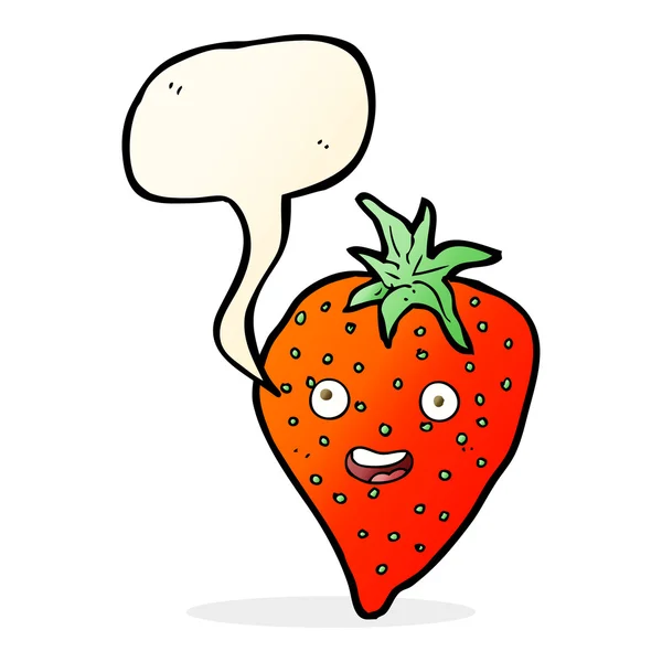 Karikatur Erdbeere mit Gedankenblase — Stockvektor