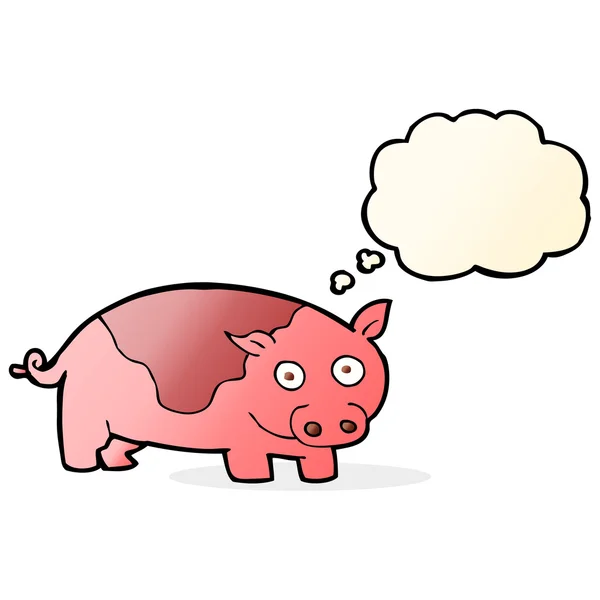 Świnia z kreskówki z bańki myśli — Wektor stockowy