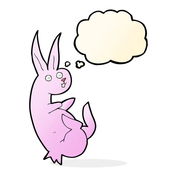 Cue cartoon rabbit with thought bubble — Stock Vector