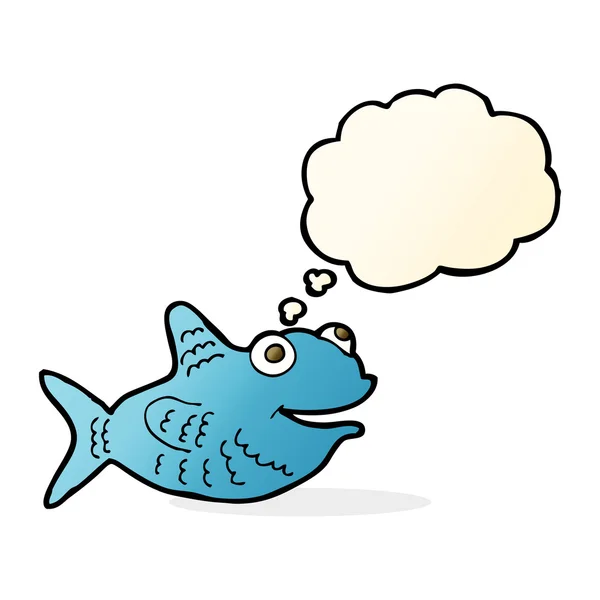Desenhos animados peixes felizes com bolha de pensamento — Vetor de Stock