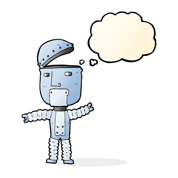 Cartoon robot with thought bubble — Stock Vector