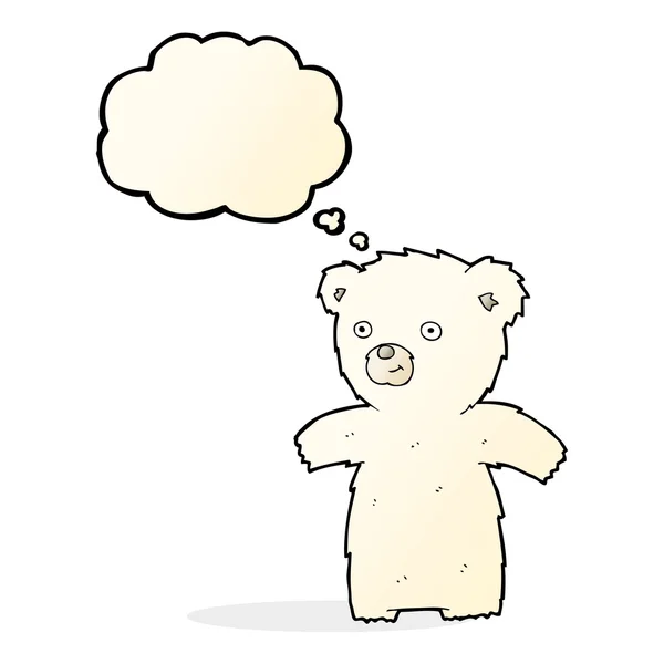 Lindo oso polar de dibujos animados con burbuja de pensamiento — Vector de stock