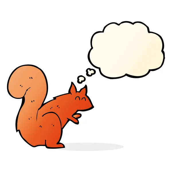 Dessin animé écureuil rouge avec bulle de pensée — Image vectorielle
