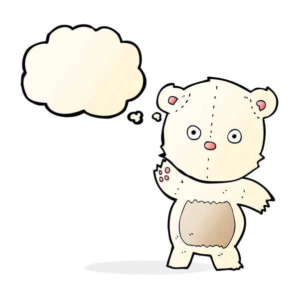 Urso polar bonito desenhos animados com bolha de pensamento — Vetor de Stock