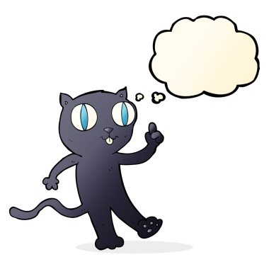 çizgi film siyah kedi fikir düşünce balonu ile