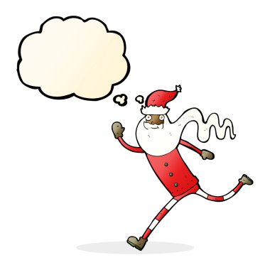 Düşünce baloncuklu Noel Baba 'yı çalıştıran çizgi film