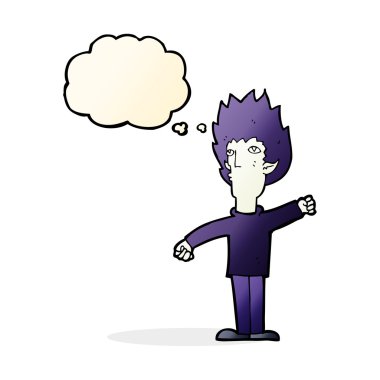 Düşünce baloncuğu olan vampir adam.