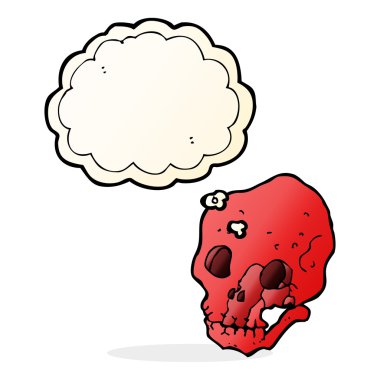 Düşünce baloncuklu ürkütücü kafatası