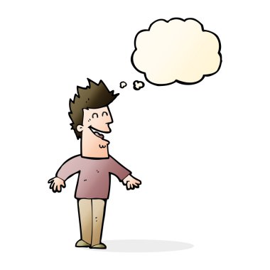 çizgi film mutlu adam düşünce baloncuğu ile