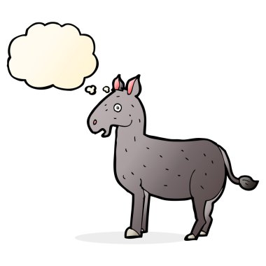 Düşünce baloncuklu çizgi film katırı