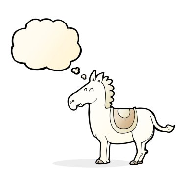 Düşünce baloncuklu çizgi film eşeği