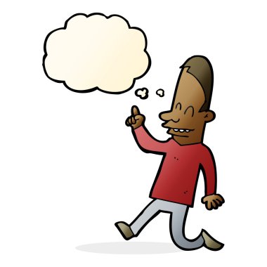 çizgi film mutlu adam düşünce baloncuğu ile işaret