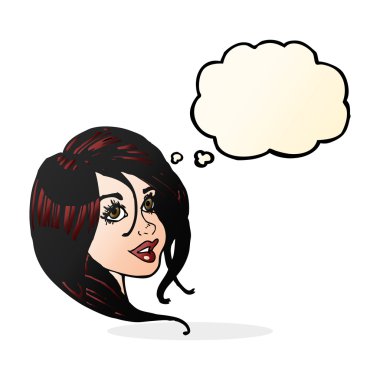 çizgi film oldukça kadın yüzü düşünce balonu ile