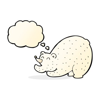 Kutup ayısı düşünce balonu ile uzanan çizgi film