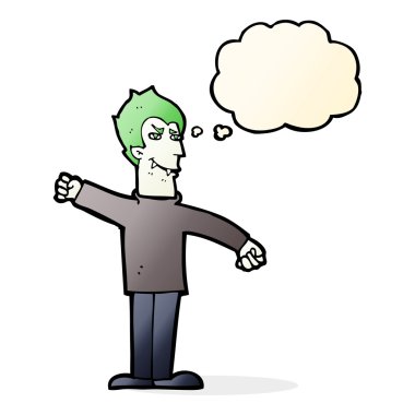 Düşünce baloncuğu olan vampir adam.