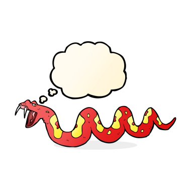 Düşünce baloncuklu zehirli yılan.