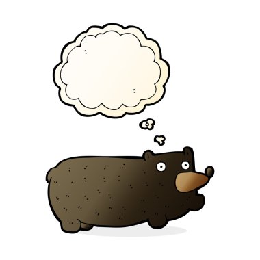 Düşünce baloncuklu komik çizgi film ayısı