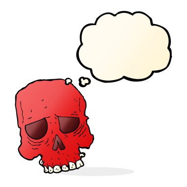 Düşünce baloncuklu ürkütücü kafatası