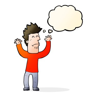 Çizgi film adamı düşünce baloncuğu ile strese soktu