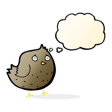 Düşünce baloncuklu çizgi film kuşu