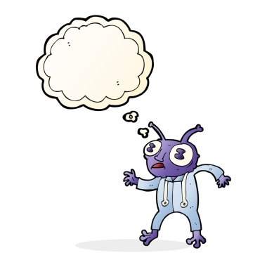 çizgi film uzaylı uzay adamı düşünce balonu ile