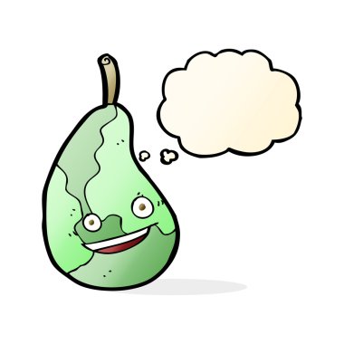 karikatür mutlu armut ile düşünce balonu