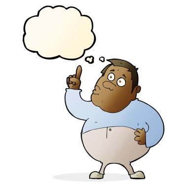 Çizgi filmdeki adam düşünce balonuyla soru soruyor.