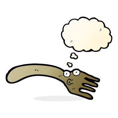 Düşünce baloncuklu çizgi film çatalı