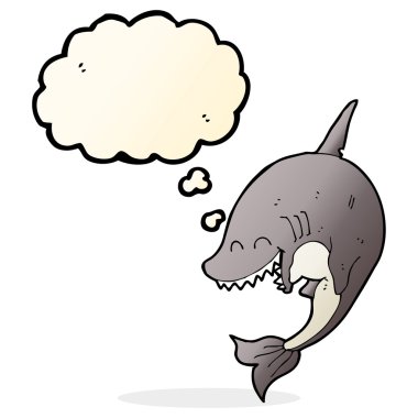 Düşünce baloncuklu çizgi film köpekbalığı
