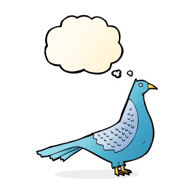 Düşünce baloncuklu çizgi film kuşu