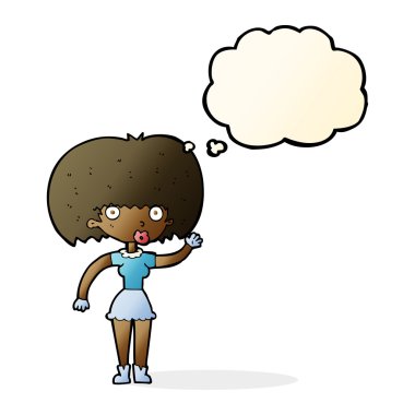 düşünce balonu ile sallayarak çizgi film kadın