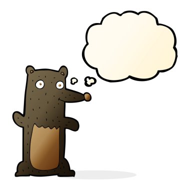 siyah ayı düşünce balonu ile çizgi film