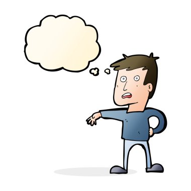 Çizgi filmci, düşünce baloncuğuyla kamp hareketi yapıyor.