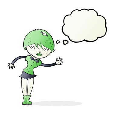 Düşünce baloncuğu olan vampir kız.