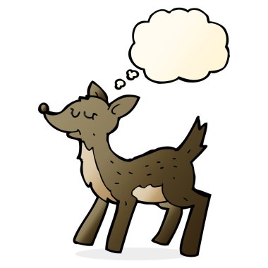 Düşünce baloncuklu sevimli karikatür geyiği