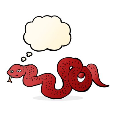 Düşünce baloncuklu çizgi film yılanı