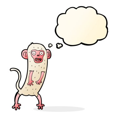 Düşünce baloncuklu çılgın maymun.