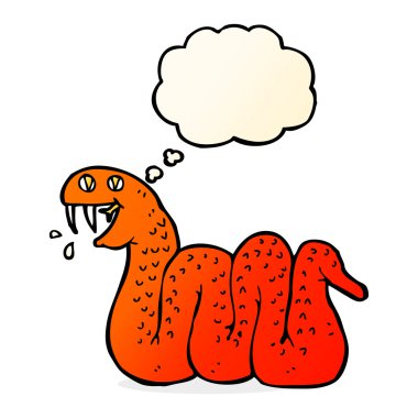 Düşünce baloncuklu çizgi film yılanı